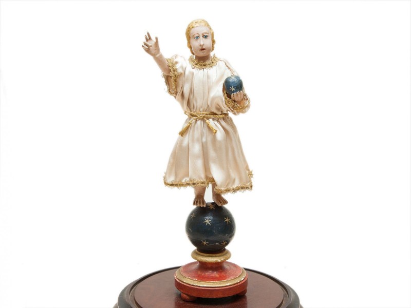 MENINO JESUS SALVADOR DO MUNDO DENTRO DE REDOMA