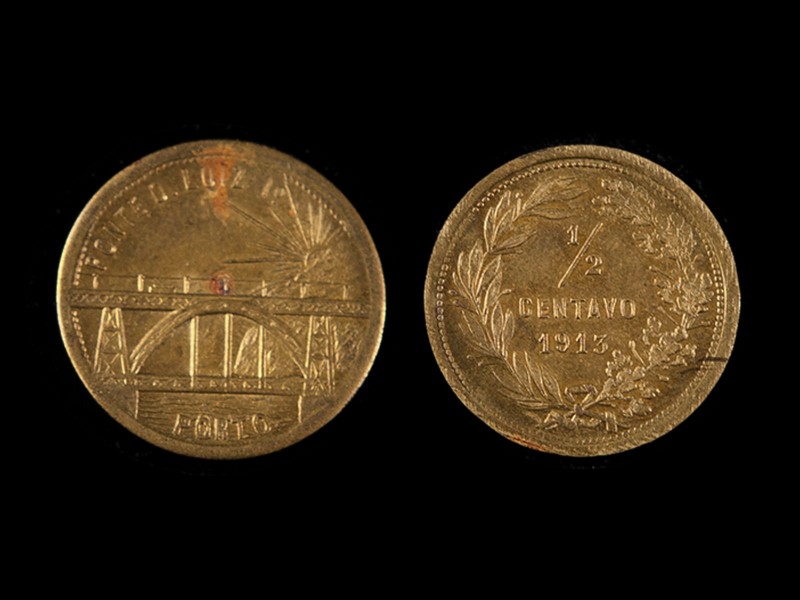 FICHA DE ½ CENTAVO - 1913 - PONTE D. LUIZ I (2.ª EMISSÃO)