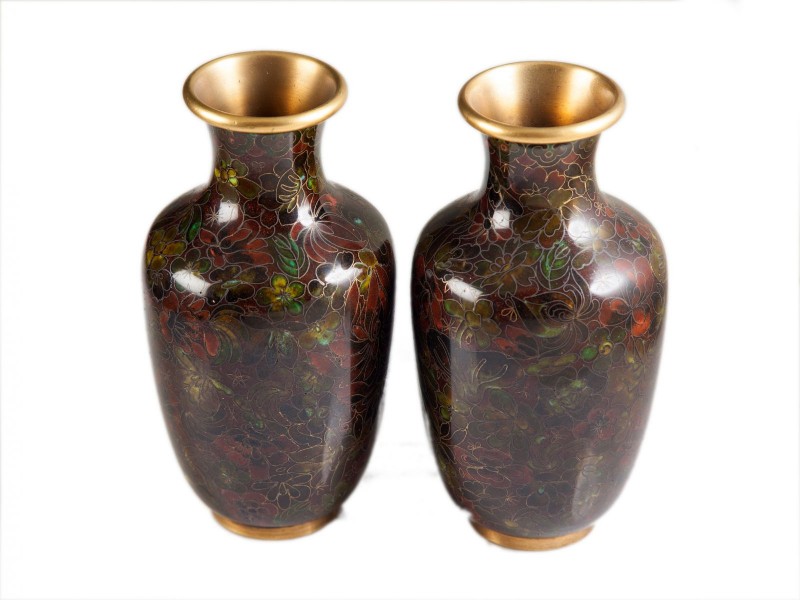 PAR DE JARRAS EM CLOISONNÉ