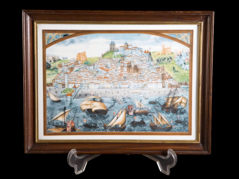 PLACA EMOLDURADA “A VISTA MAIS ANTIGA DA CIDADE DE LISBOA”