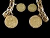PULSEIRA DE SENHORA EM OURO COM LIBRA E MOEDA DE 1000 REIS DE D. PEDRO V