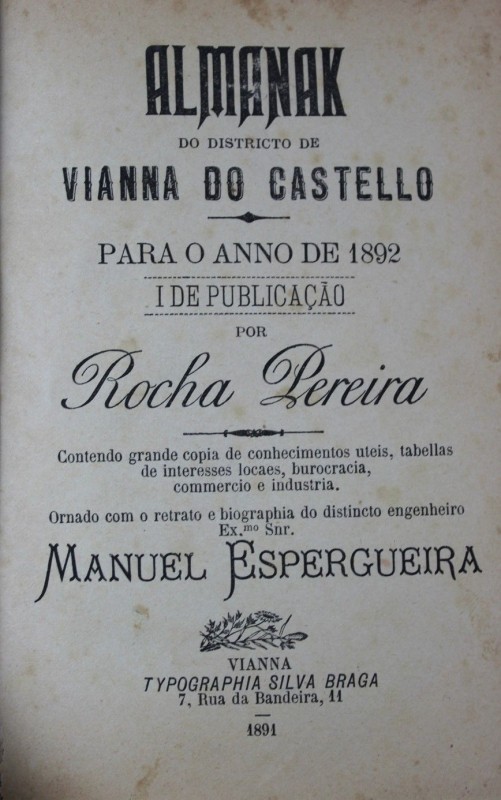 PEREIRA (ROCHA) – ALMANAK DO DISTRICTO DE VIANNA DO CASTELLO